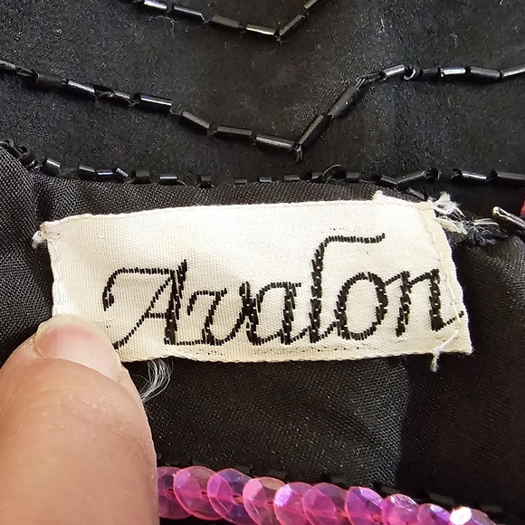 Vintage 80's Avalon 100% Silk Sequins Top Size L - Picture 3 of 9